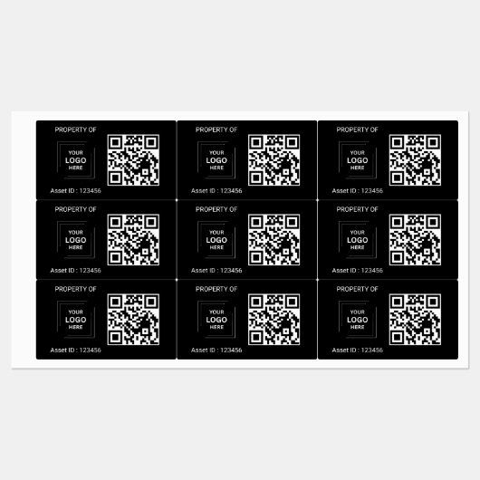 QR-code eigendom label zwart ontwerp (Vel)