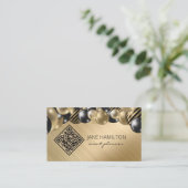 QR Code Elegant Balloons Gold Visitekaartje (Staand voorkant)