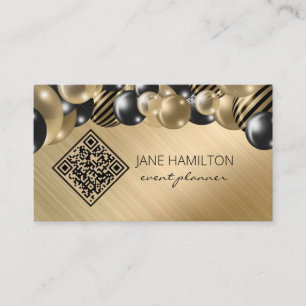 QR Code Elegant Balloons Gold Visitekaartje