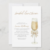 QR Code Elegant Champagne Chic Bow Bridal Luncheon Kaart (Voorkant)