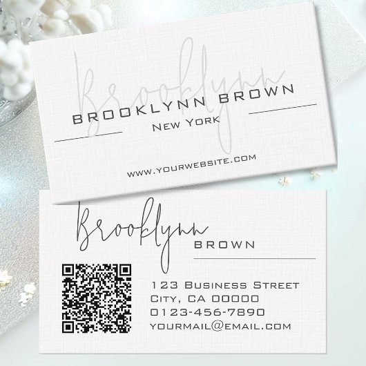 QR Code Elegant Classy Classic Minimalist Chic Visitekaartje