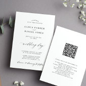 QR CODE elegant, eenvoudig zwart-wit bruiloft Kaart