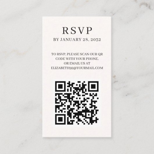 QR Code elegant foto online RSVP-behuizing Informatiekaartje (Voorkant)