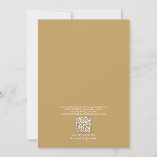 QR-code Elegant Gold Classic Script Weddenschap Kaart (Achterkant)