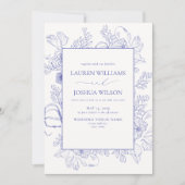 QR-code Elegant Lila Lavender Floral Wedding Kaart (Voorkant)