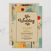 QR Code Elegant Midden Eeuw Bloemen Bruiloft Kaart (Voorkant / Achterkant)