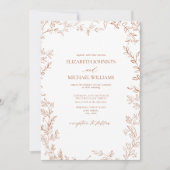 QR-code Elegant Minimal Leaf Burnt Oranje Wedding Kaart (Voorkant)
