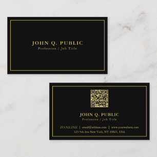 QR Code Elegant Modern Eenvoudige Sjabloon Zwart G Visitekaartje