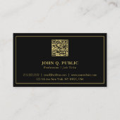 QR Code Elegant Modern Eenvoudige Sjabloon Zwart G Visitekaartje (Achterkant)