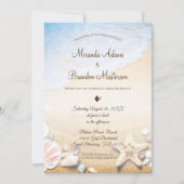 QR Code Elegant Modern Starfish Beach Wedding Kaart (Voorkant)