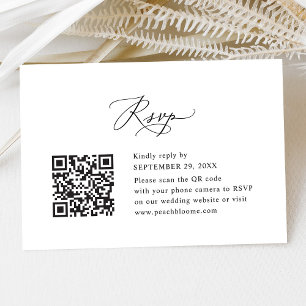 QR Code Elegant Moderne Calligrafiescript Weddensc RSVP Kaartje