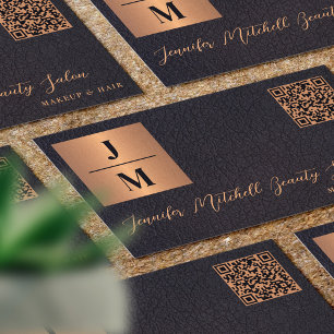 QR code elegant monogram zwart goud professional Visitekaartje