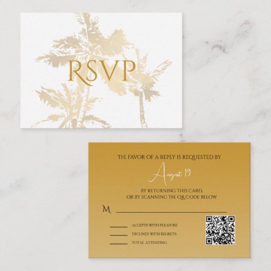 QR Code Elegant Palm Trees Gold No Menu (Voorkant / Achterkant)