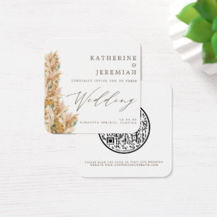 QR Code Elegant Pampas Grass Faire-part de mariage