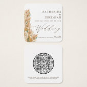 QR Code Elegant Pampas Grass Weddenschap Vierkante Visitekaartjes (Voorkant /achterkant)