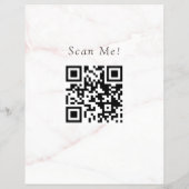 QR Code Elegant Roos Goud Blush Marmeren Steen Flyer (Achterkant)