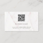QR Code Elegant Roos Goud Blush Marmeren Steen Visitekaartje (Achterkant)