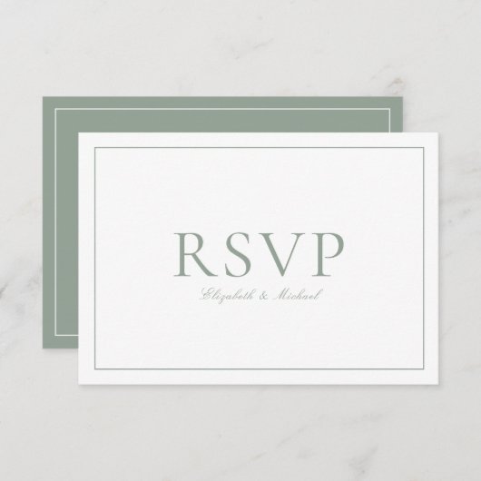 QR Code Elegant Sage Groen Monogram Bruiloft RSVP (Voorkant / Achterkant)
