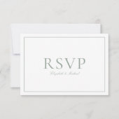 QR Code Elegant Sage Groen Monogram Bruiloft RSVP Kaartje (Voorkant)