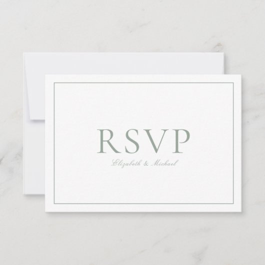 QR Code élégant Sage vert Monogramme mariage RSVP (Devant)