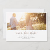 QR Code Elegant Script Photo Wedding Sla de datum Kaart (Voorkant)