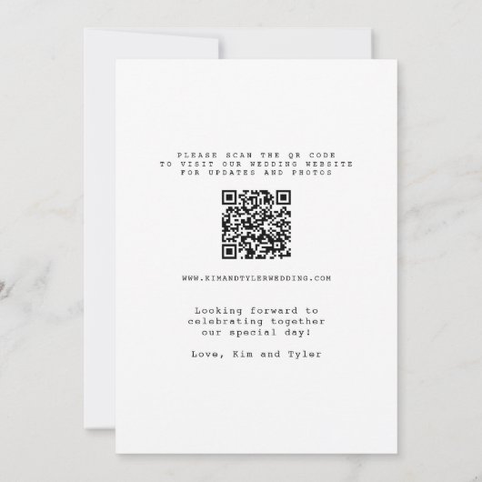 QR CODE elegant script zwart-wit bruiloft Save The Date (Achterkant)