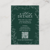 QR Code Elegant Smaragd Groen Blad Bruiloft Detail Informatiekaartje (Achterkant)