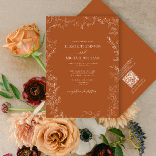 QR-code Elegant verbrand Oranje minimaal leverband Kaart