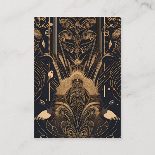 qr code Elegante Art Deco Peacocks Bruiloft Informatiekaartje (Achterkant)