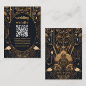 qr code Elegante Art Deco Peacocks Bruiloft Informatiekaartje (Voorkant / Achterkant)