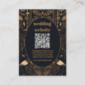 qr code Elegante Art Deco Peacocks Bruiloft Informatiekaartje (Voorkant)