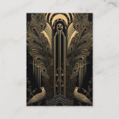 qr code Elegante Art Deco Peacocks Bruiloft Informatiekaartje (Achterkant)
