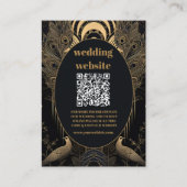 qr code Elegante Art Deco Peacocks Bruiloft Informatiekaartje (Voorkant)