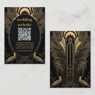 qr code Elegante Art Deco Peacocks Bruiloft Informatiekaartje