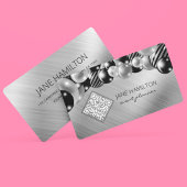 QR-code elegante ballonnen zilver Visitekaartje