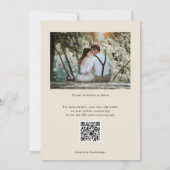QR-code, Elegante beige botanische gebloemde bruil Save The Date (Achterkant)