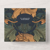 QR Code Elegante Bloemen Art Nouveau Bruiloft All In One Uitnodiging (Achterkant)