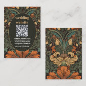 QR code Elegante Bloemen Art Nouveau Bruiloft Informatiekaartje (Voorkant / Achterkant)