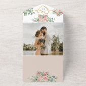 QR Code Elegante Bloemen Foto Bruiloft All In One Uitnodiging (Buitenkant)