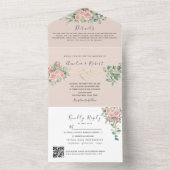 QR Code Elegante Bloemenbruiloft All In One Uitnodiging (Binnen)