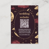 qr code Elegante Bourgondische Gouden Hemelse Brui Informatiekaartje (Voorkant)