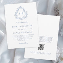 QR-code Elegante formele stoffige blauwe trouwkam