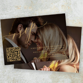 QR code elegante foto bruiloft RSVP Kaartje