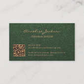 QR code elegante luxe groen goud monogram Visitekaartje (Achterkant)