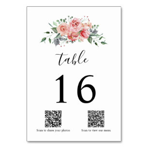 QR Code Elegante Roze Roos Waterverf Bruiloft Kaart