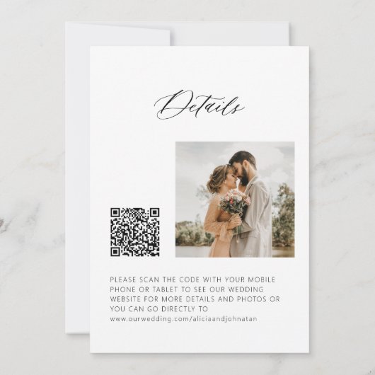 QR code elegante script foto bruiloft Save The Date (Achterkant)