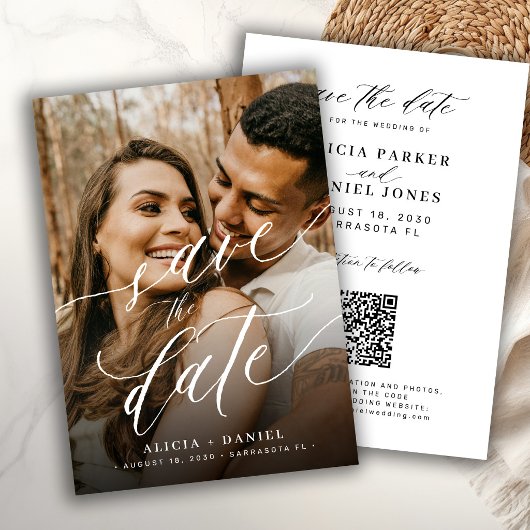 QR-code elegante script foto trouwdatum save the d Date