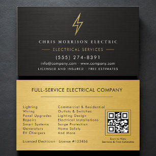 QR Code Elektriciteitsbedrijf Metallic Visitekaartje