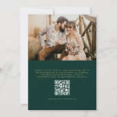 QR Code Emerald Green Foto Minimalistische bruilof Kaart (Achterkant)