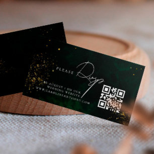 Qr Code Emerald Green Magic Gold Wedding RVSP Informatiekaartje